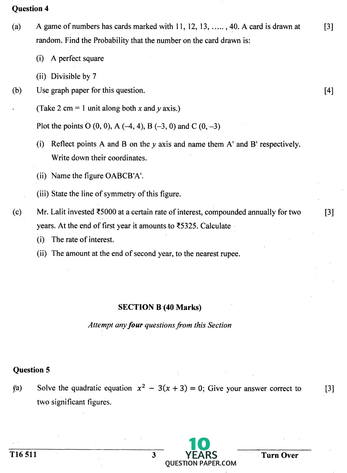 icse 2016 class 10th Mathematics question paper icse 2016 class 10th Mathematics question paper