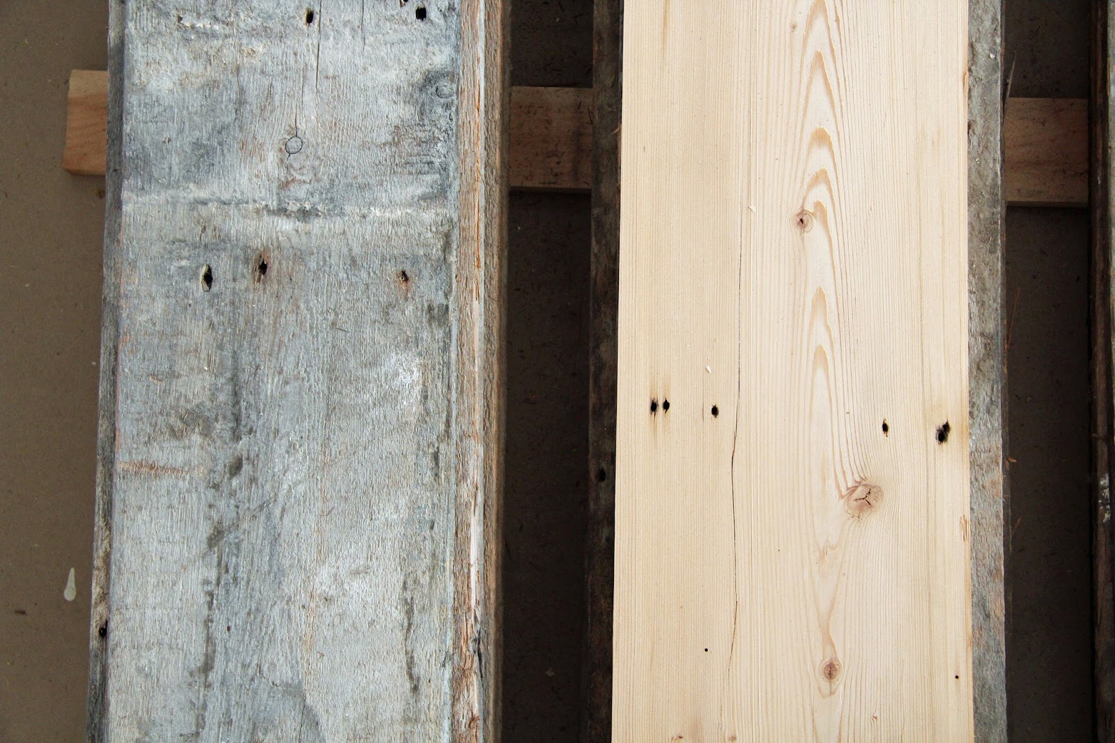 In the Fields Planing Old Salvage Boards