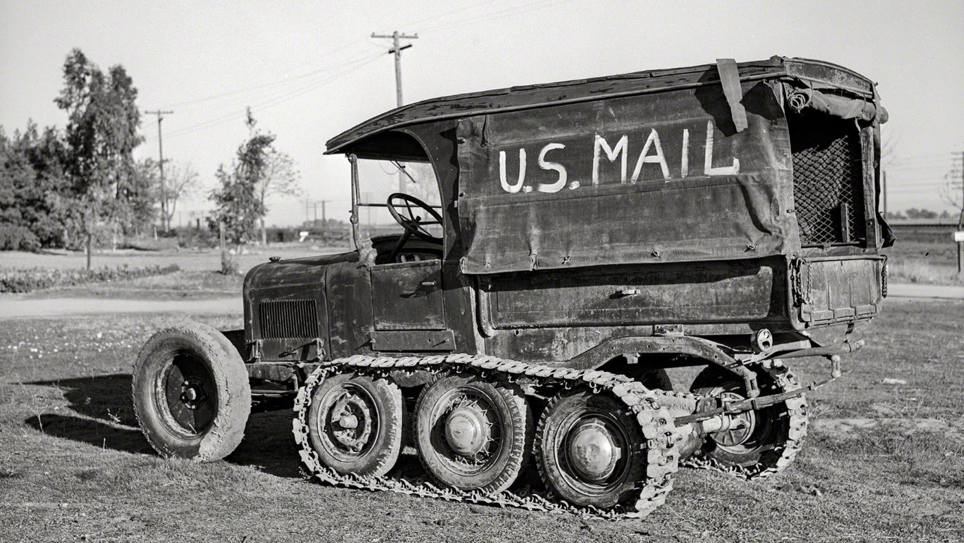 Just A Car Guy U.S. Mail truck used in snowy mountain sections of