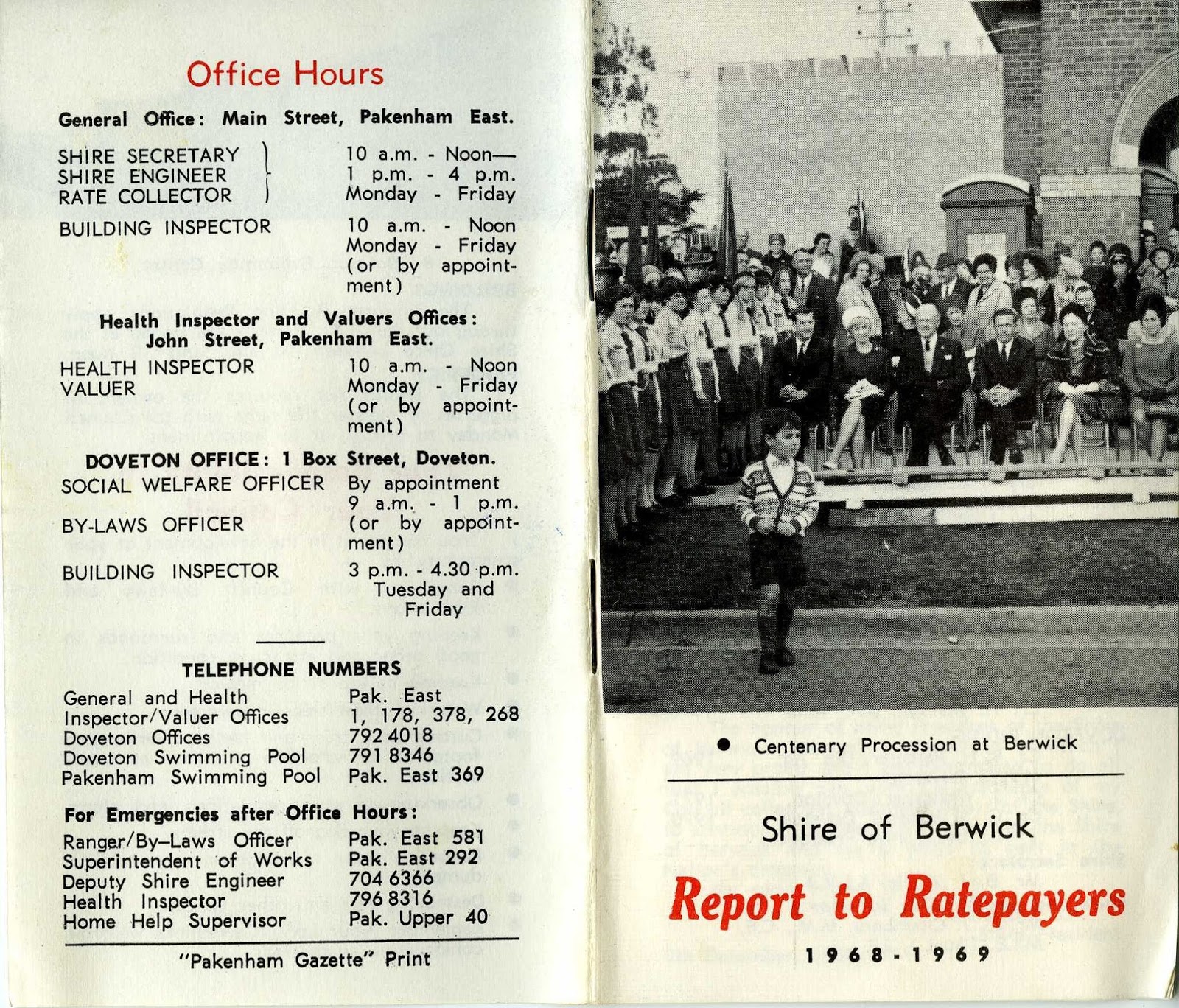 Casey Cardinia links to our past Shire of Berwick Report to