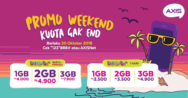 Axis - Promo Weekend Kuota Gak End Mulai 4 Ribuan (20 Oktober 2018) Axis - Promo Weekend Kuota Gak End Mulai 4 Ribuan (20 Oktober 2018)