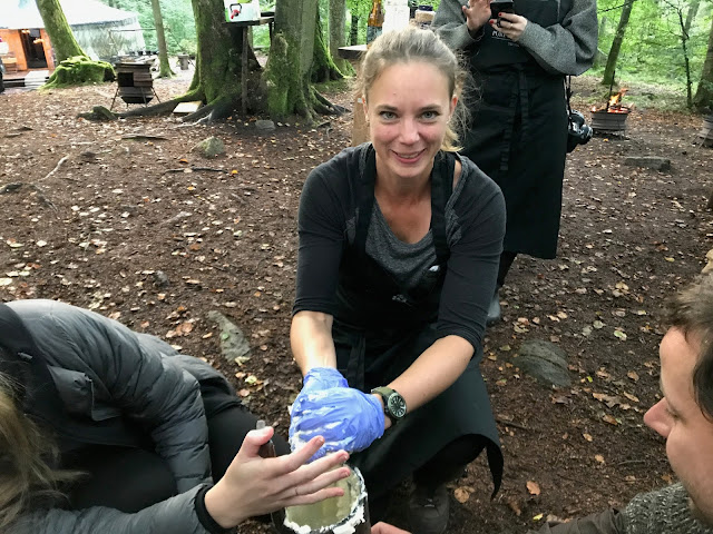 chef Titti Qvarnstrom, making butter, pure food camp, Skane, Sweden