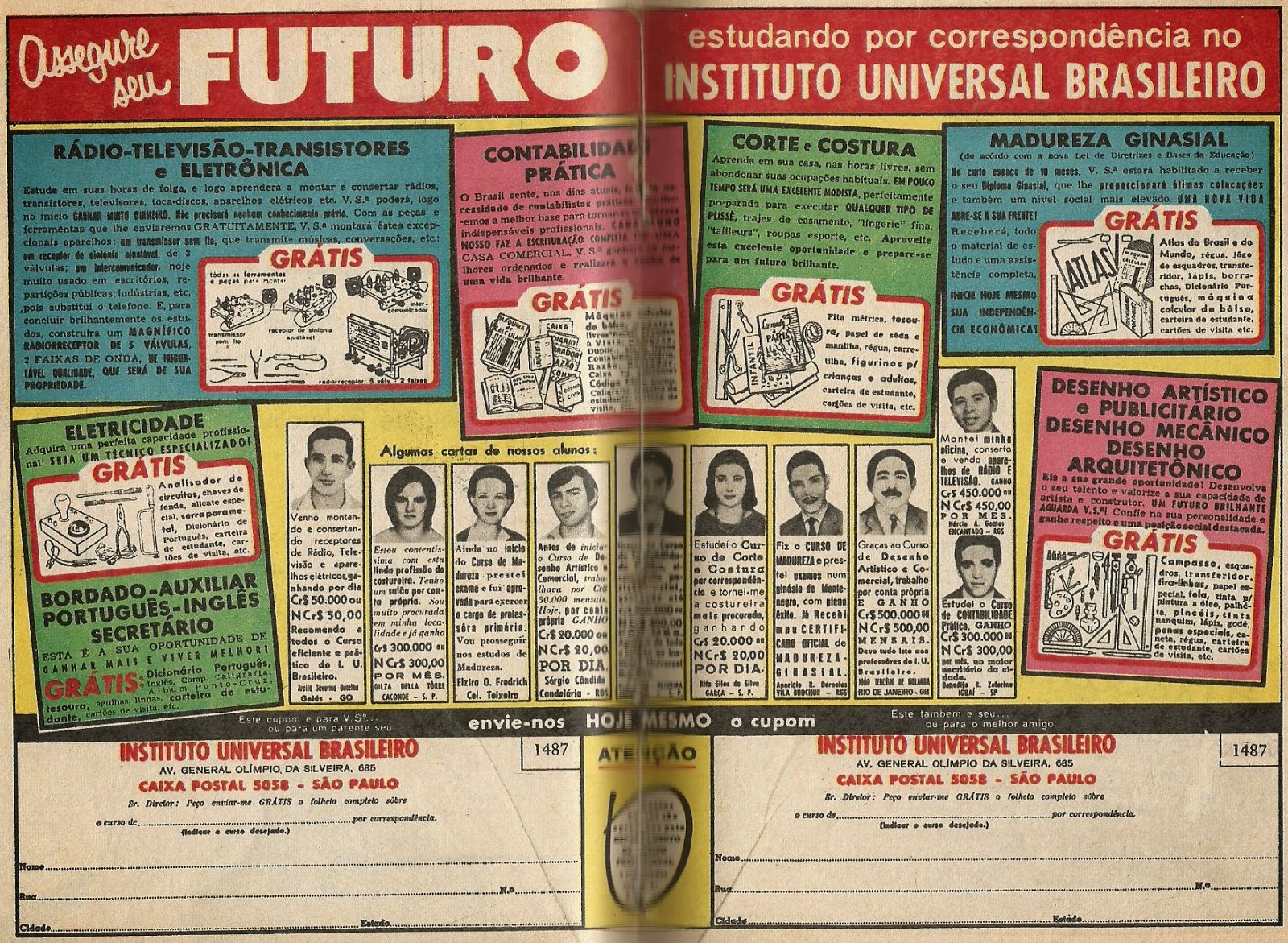 Antiguinho Instituto Universal Brasileiro . 4 . Anúncio . 1967 Antiguinho Instituto Universal Brasileiro . 4 . Anúncio . 1967