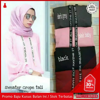 RRC113C35 Crop Tali Tulis Wanita Terbaru BMGShop