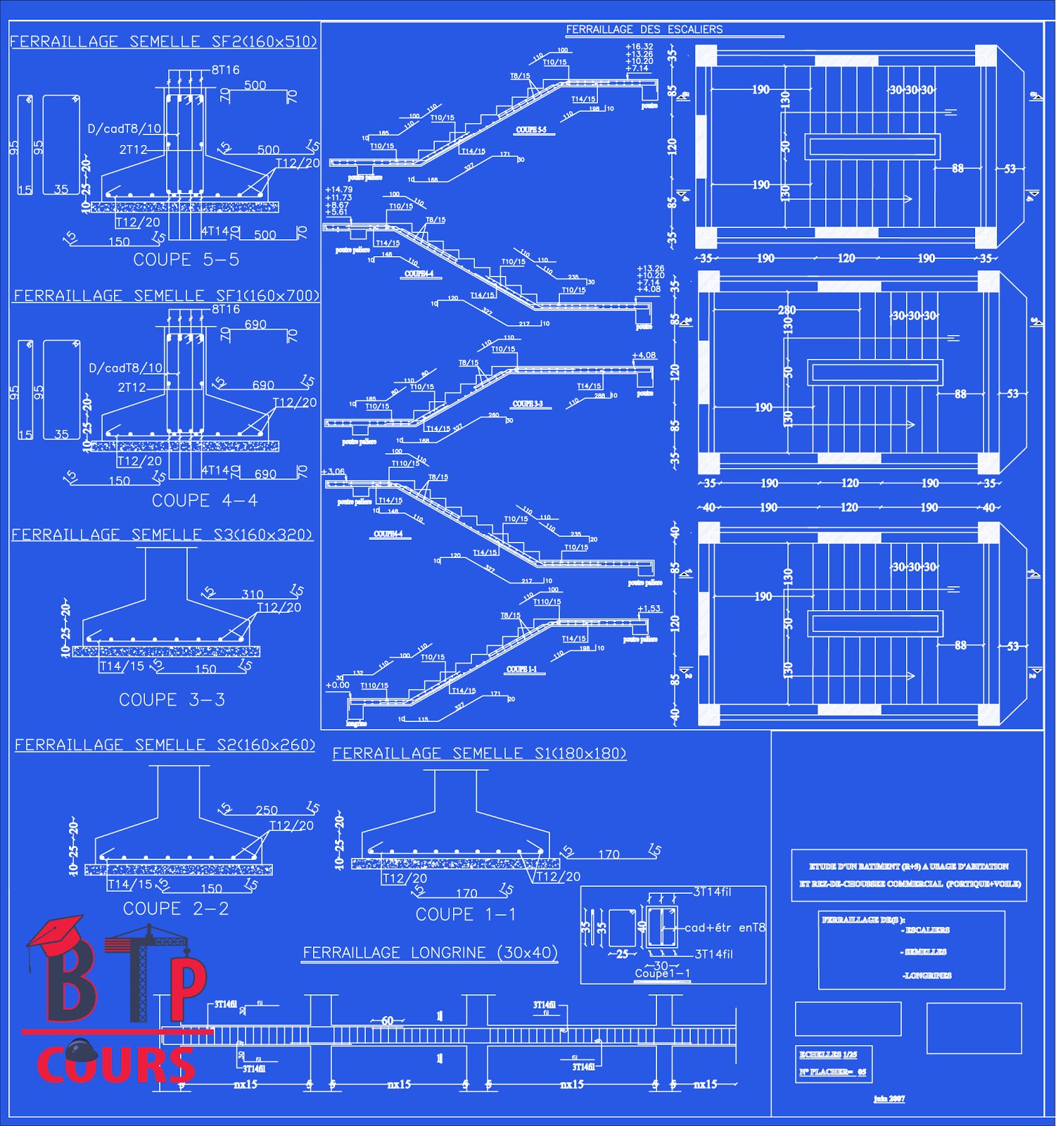 plan de coffrage et ferraillage dwg