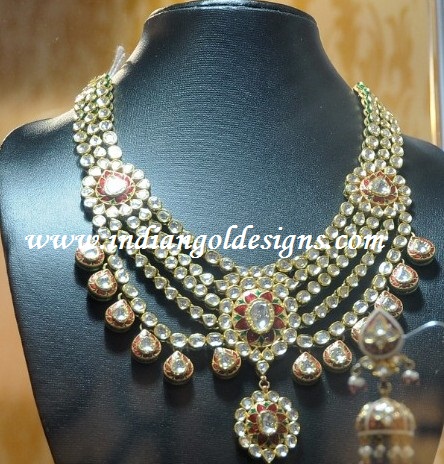 Gold and Diamond jewellery designs: Beautiful heavy layered uncut ...