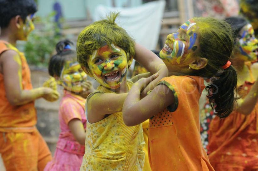 Kids Playing Holi Pictures Of Beautiful Moments Captured In Camera