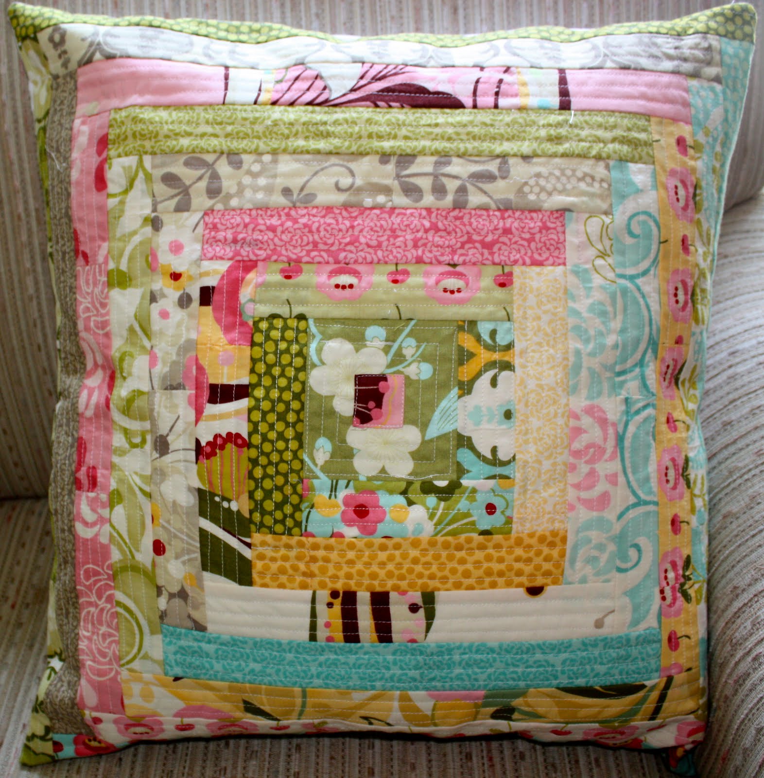 etifani like an epiphany only not Quilt As You Go Log Cabin Pillow
