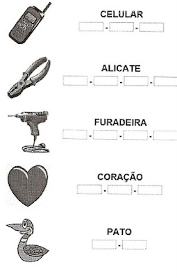 Atividade separar sílabas - Alfabetização.