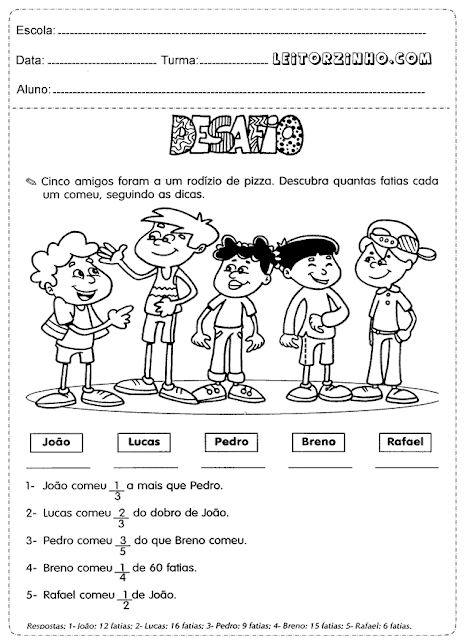 Cinco amigos foram a um rodizio de pizza. Descubra quantas fatias cada um comeu