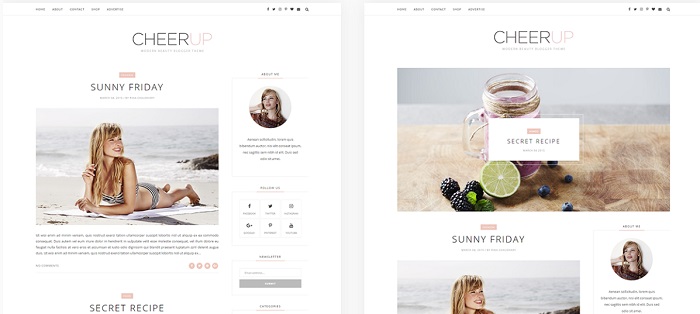 plantilla bonita minimalista para blogger cheerup themexpose