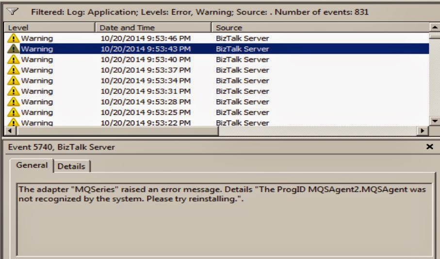 biztalk mqseries card error