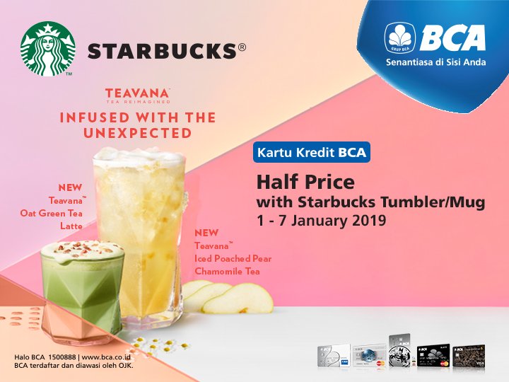#BankBCA - Promo Half Price di Starbuck Pakai Kartu Kredit BCA (s.d 07 Jan 2019) #BankBCA - Promo Half Price di Starbuck Pakai Kartu Kredit BCA (s.d 07 Jan 2019)