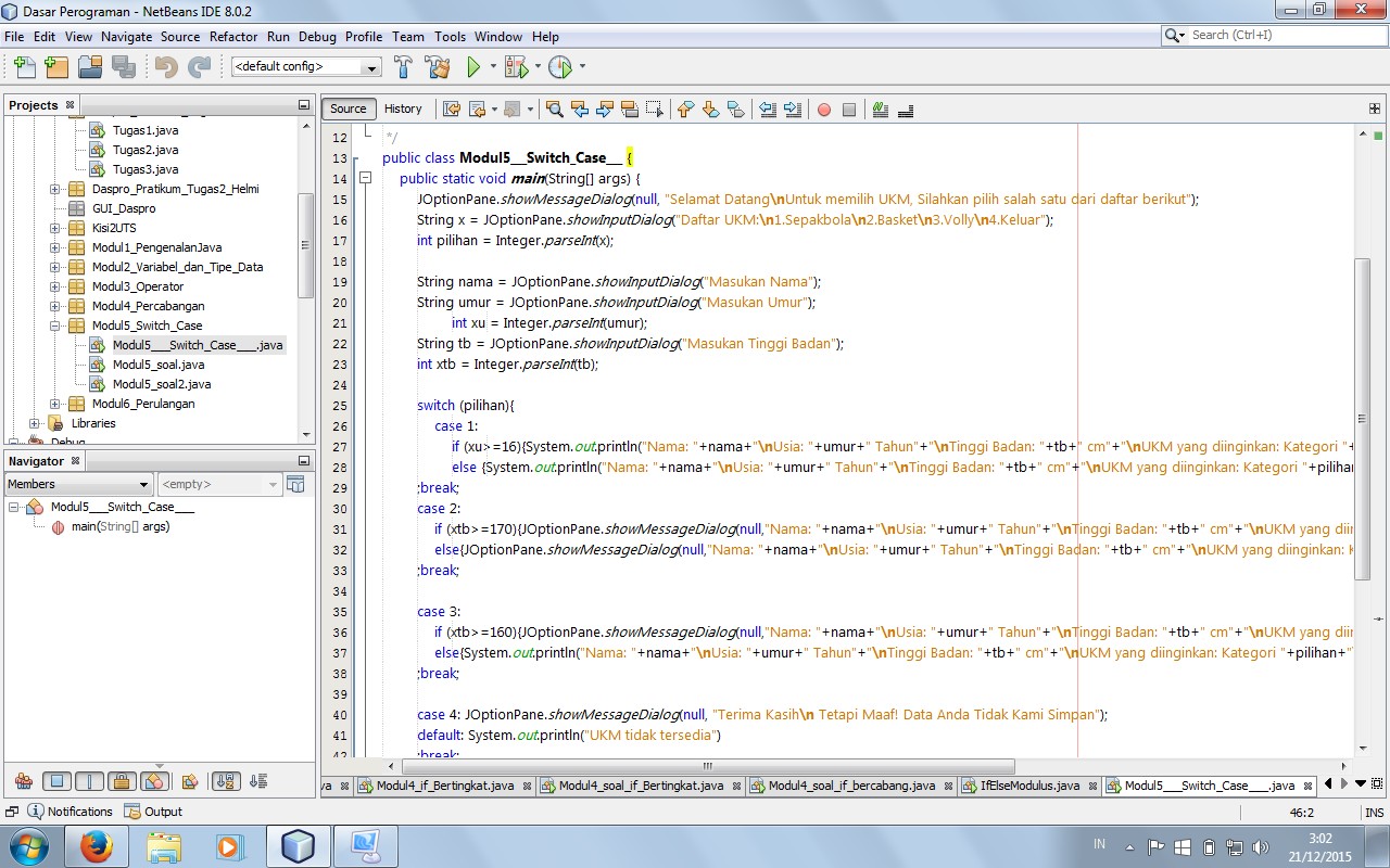 Membuat Program Java Menggunakan Switch Case - Programmeru