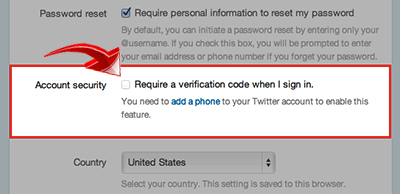 Twitter mobile verification settings