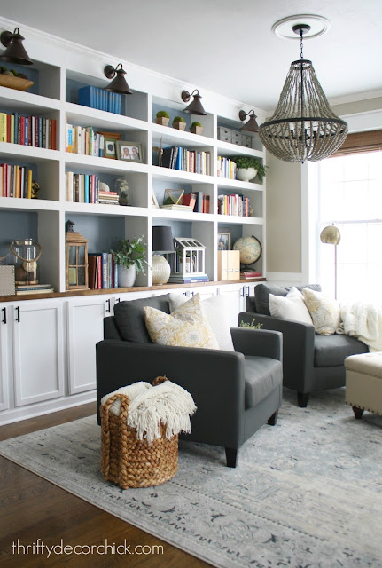 DIY bookcases from kitchen cabinets 