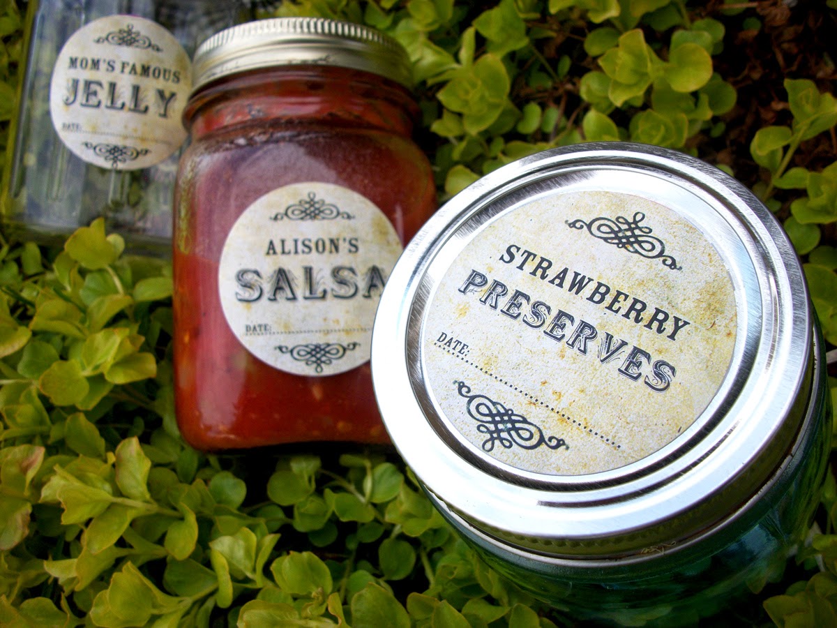 Colorful Adhesive Canning Jar Labels: New vintage style canning labels