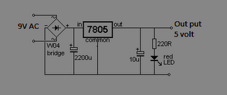 Regulator 5 volt using IC 7805 | wiring and diagram