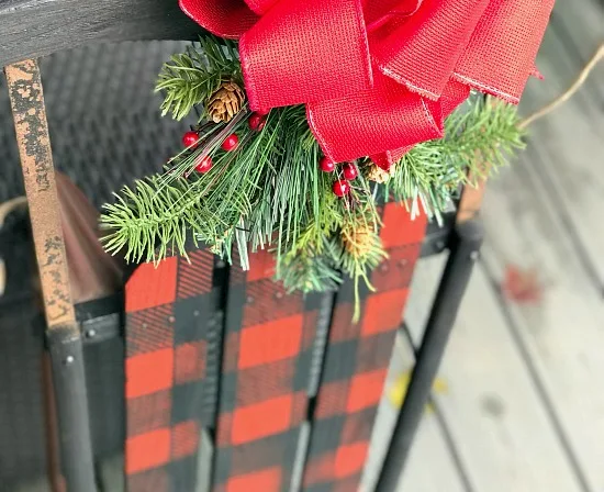 Stenciled Christmas Buffalo Check Vintage Sled