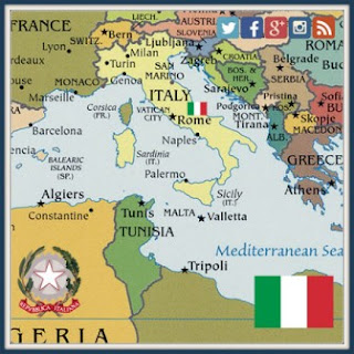 Italian flag with map of Italy
