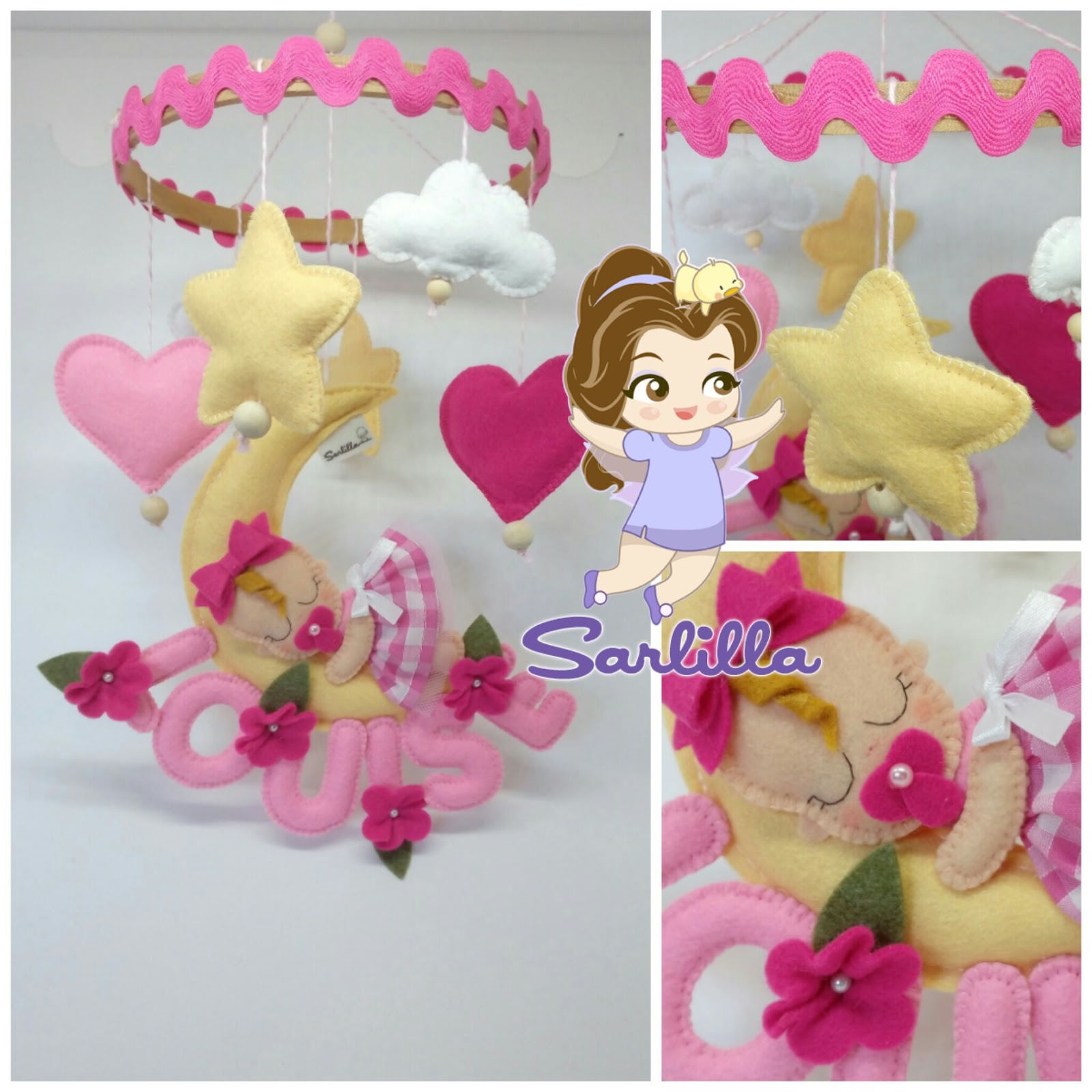 Giostrina Culla Neonato In Legno - Con Animali Della Foresta E Campanelli