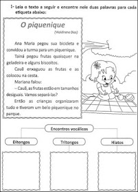 Atividades para alfabetização.