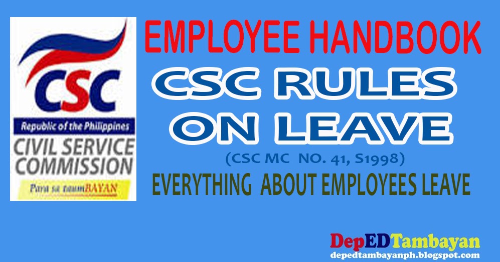  csc rules on leave handbook depedtambayanph