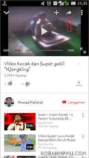 Pilih icon share Cara download video youtube mudah