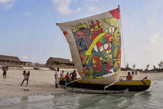 Spanish Street Artist Aryz Paints A Boat Somewhere In Andavadoaka, Madagascar 1