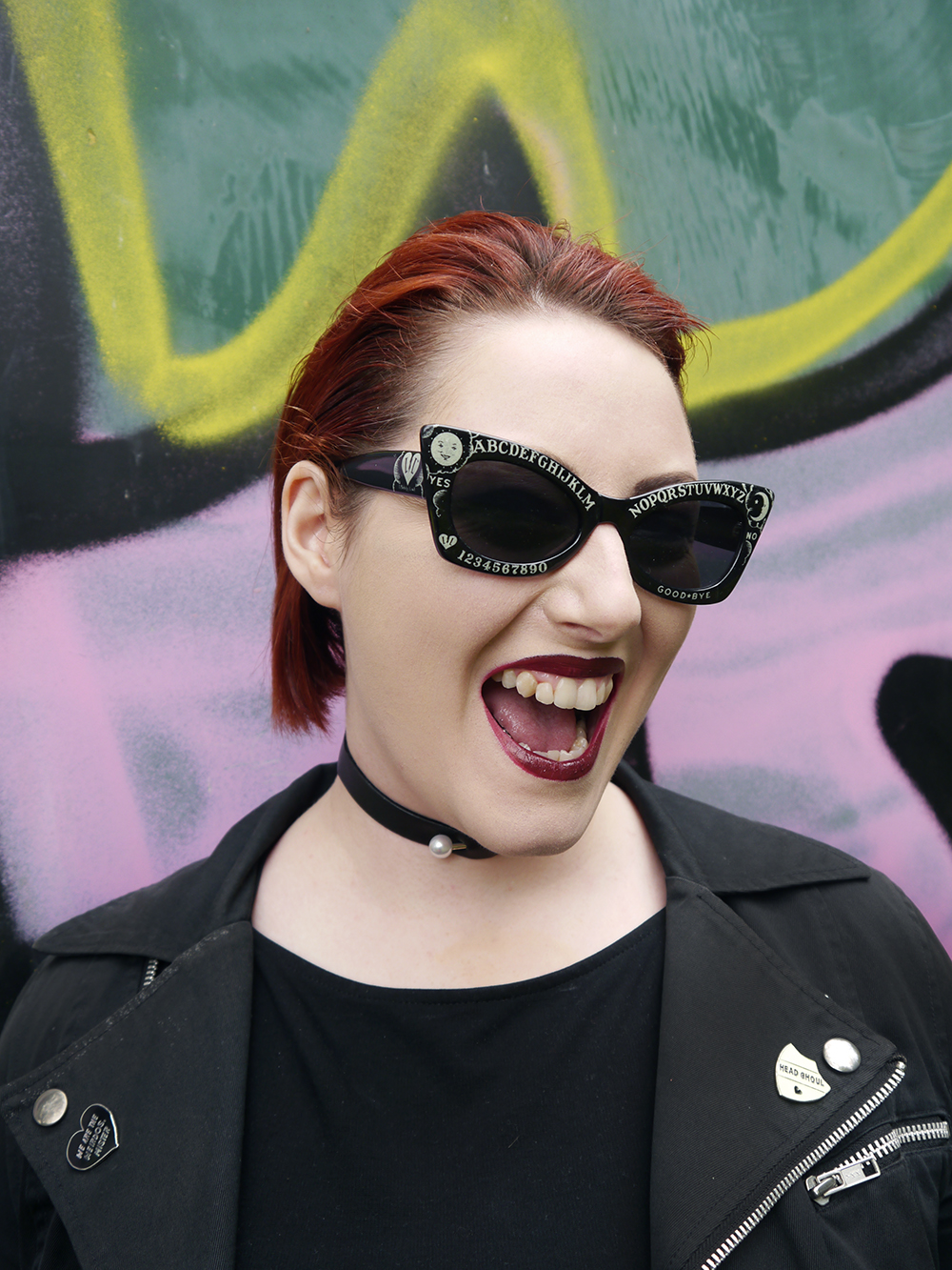 One Dress, Two Witches: The Craft Halloween outfit inspired by Nancy from The Craft featuring Lindsay Lowe Ouija Sunglasses