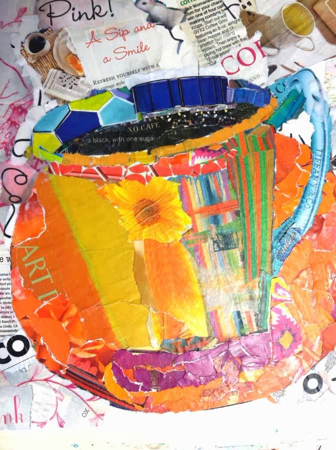 KaySmithBrushworks Torn Paper Collage step by step