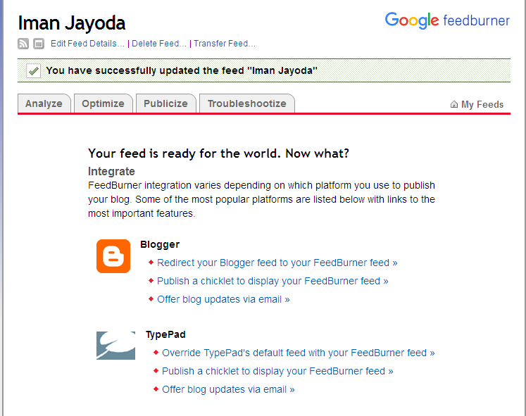(To) provide an RSS Feed on the blog. Updated successfully