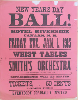 Bright pink poster for New Year's Day Ball