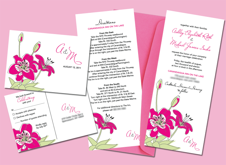 Sohl Design Stargazer Lily Wedding Invitation Set Stargazer Lily Wedding Invitation Set