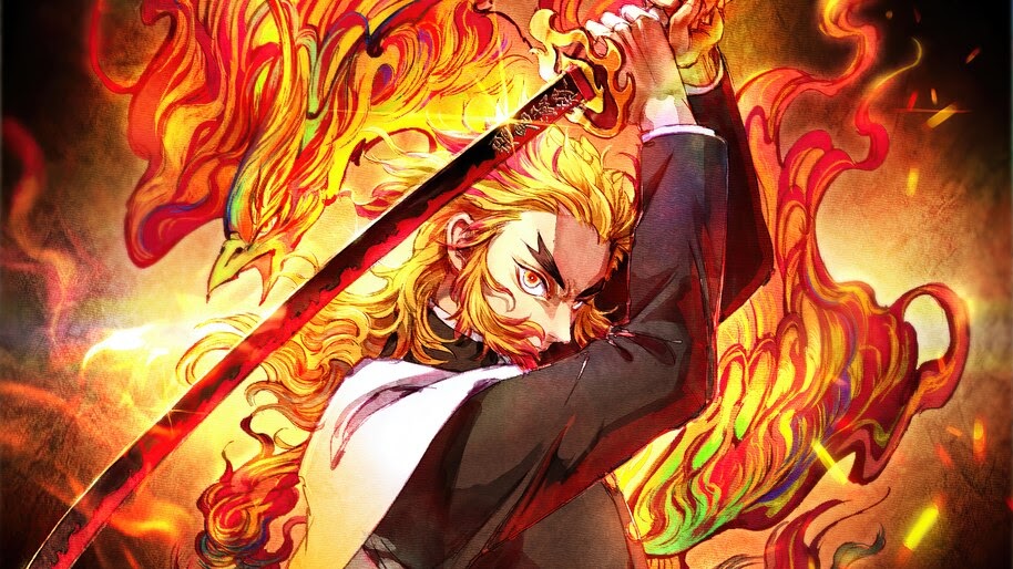 Kyojuro Rengoku, Katana, Kimetsu no Yaiba, 4K, #3.1465