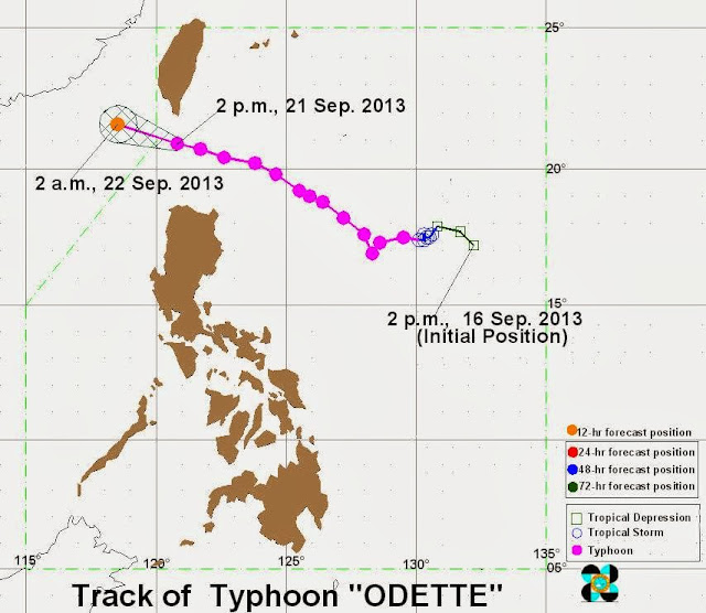 Track of Typhoon Odette September 21, 2013