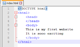 Code for using body and head tag in HTML