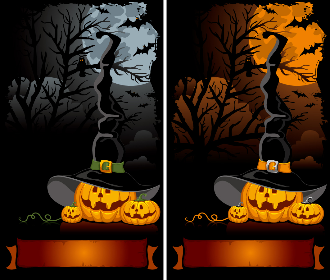 ハロウィンの夜の背景 halloween cartoon background イラスト素材