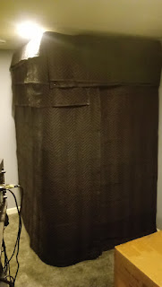 Graham Sedam, blog, thoughts, life, interests, sound booth, sound treatment, recording, sound, music, DIY, home studio, basement studio, vocal booth, packing blankets, 2x4 wood, grommets, hemp twine