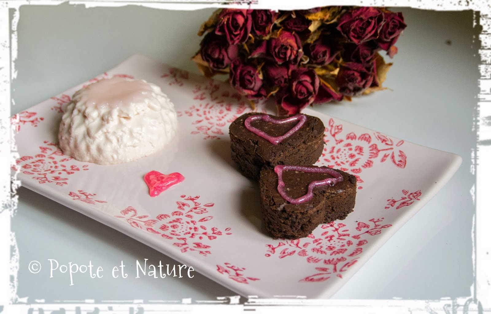 © Popote et Nature - Panna cotta au sirop bonbon et petits coeurs au chocolat