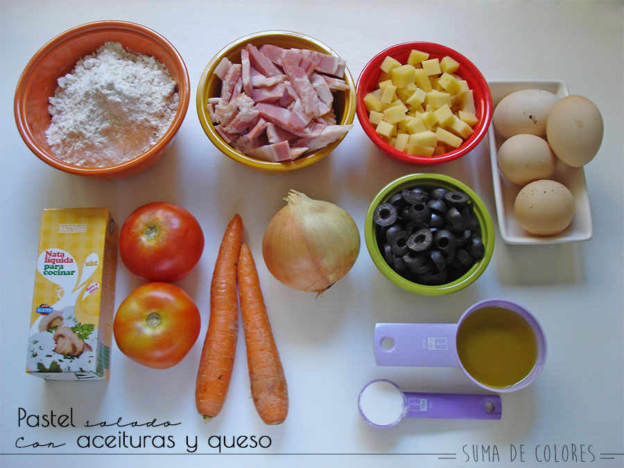 Pastel-verdura-aceituna-queso-Ingredientes