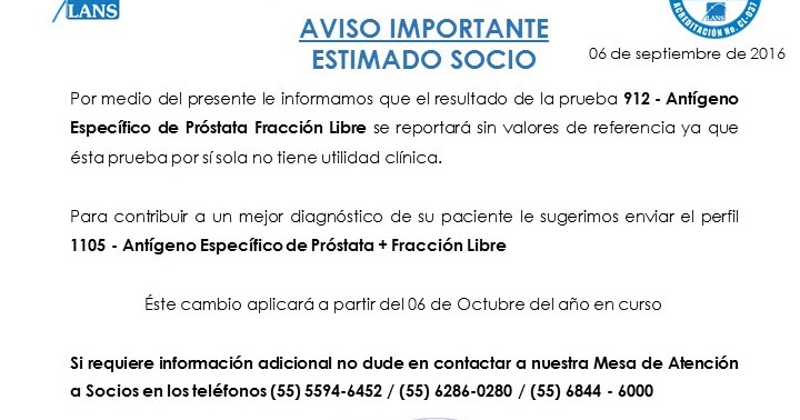 fraccion libre del antigeno prostatico especifico