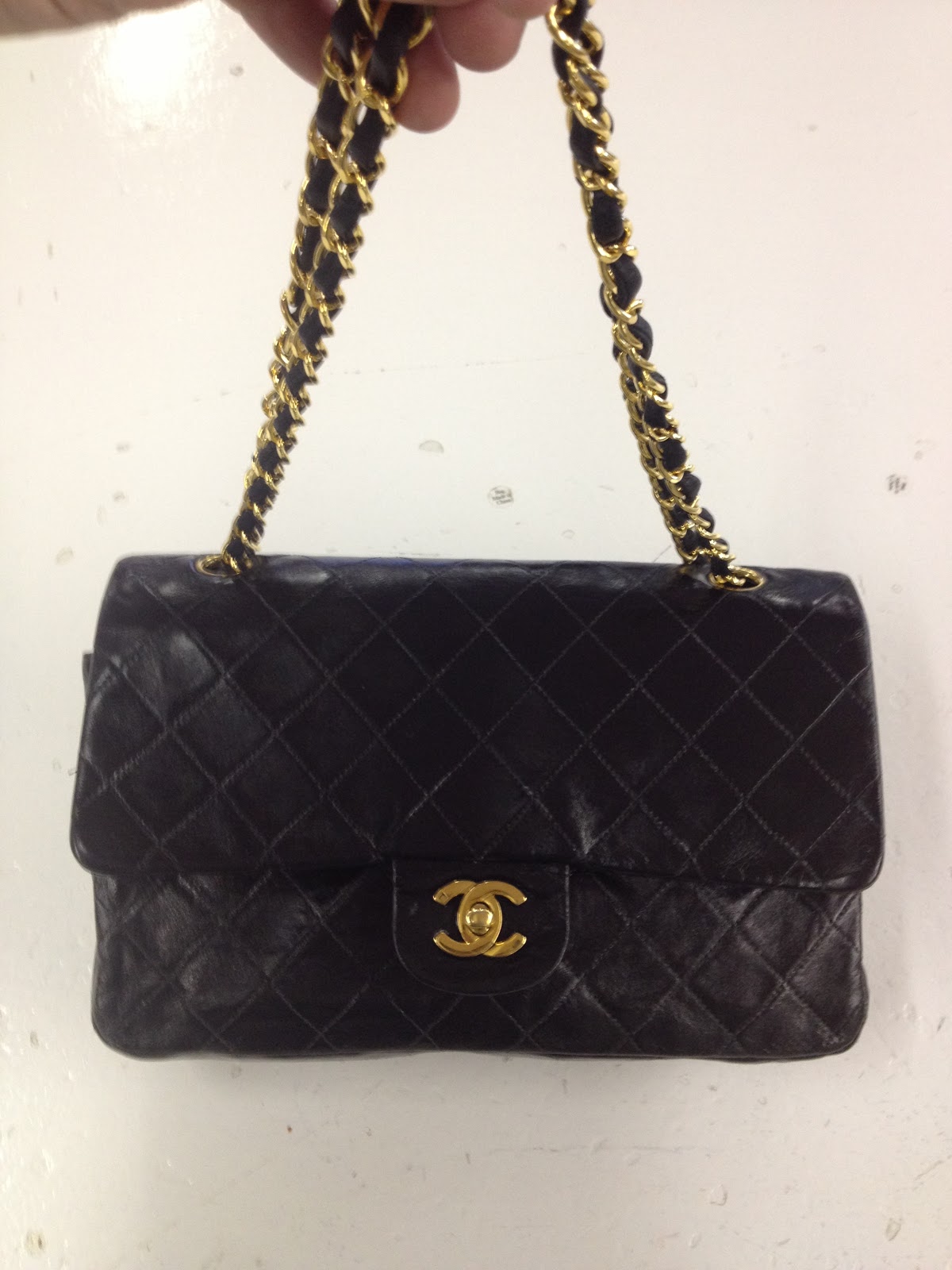 Leather Cleaning, Re-dyeing and Restoration: White Chanel Purse Dyed Black