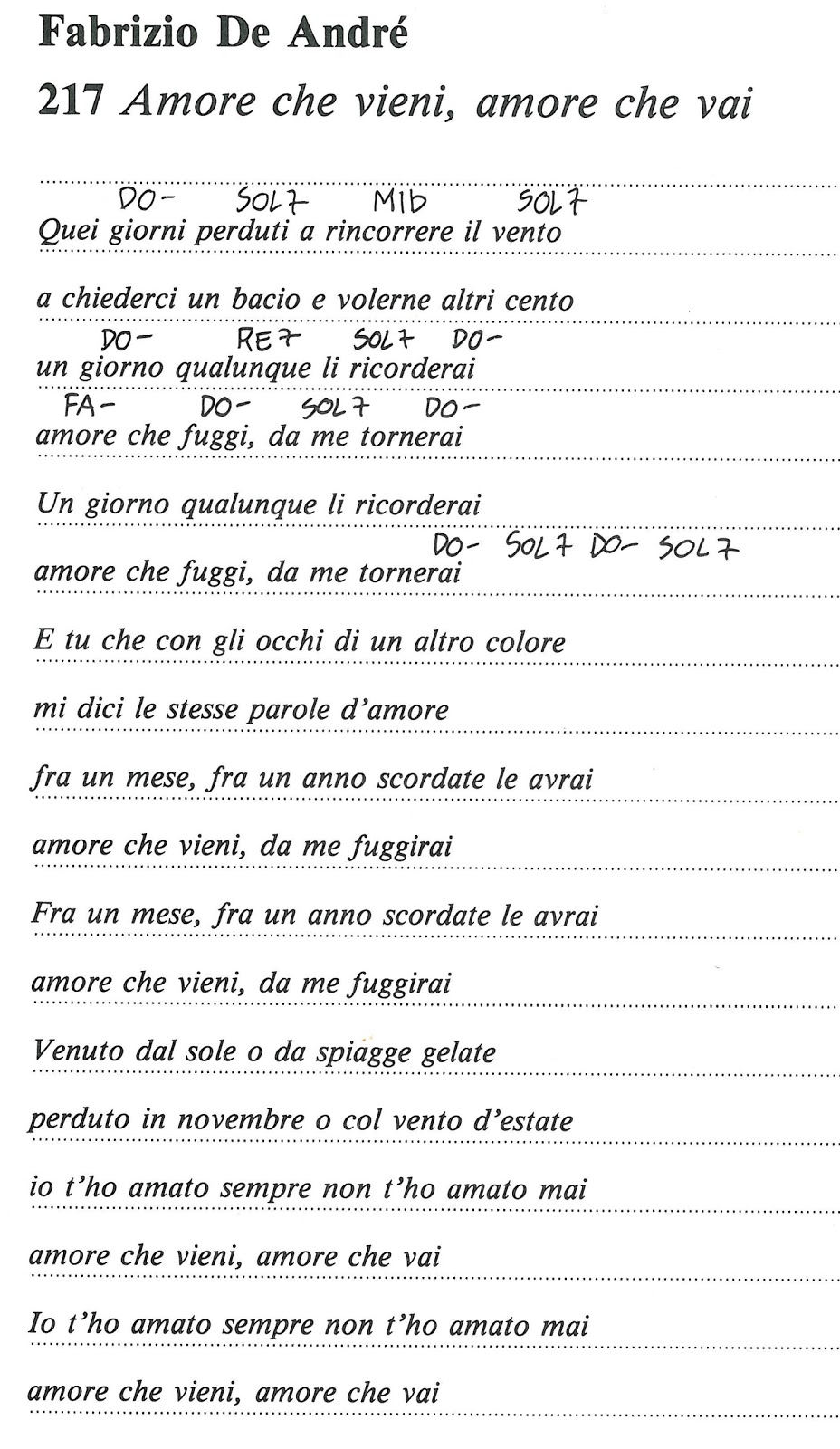 BODI SONČEK o1 AMORE CHE VIENI, AMORE CHE VAI (Fabrizio De Andrè) BODI SONČEK o1 AMORE CHE VIENI, AMORE CHE VAI (Fabrizio De Andrè)