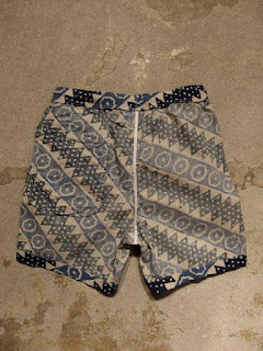 Engineered Garments "Long Beach Short in Lt.Blue Batik Diagonal St."