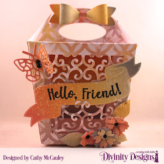 Stamp/Die Duos: Wavy Words  Mixed Media Stencil: Circles  Custom Dies: Glorious Gable Box, Small Bow, Bitty Butterflies, Bitty Blossoms