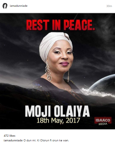 i Celebrities pay tribute to late actress, Moji Olaiya