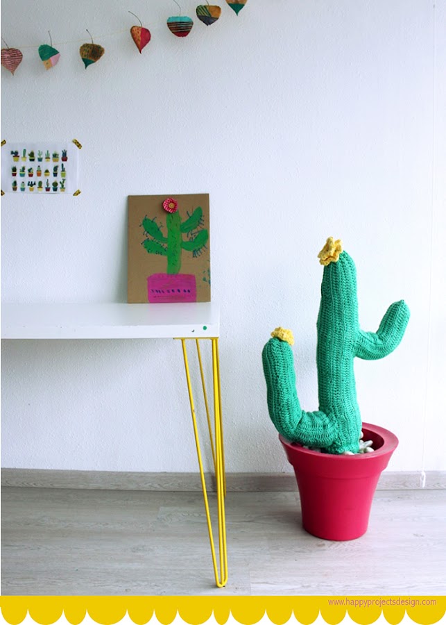 costura con niños: cactus