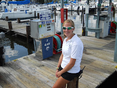 College student/dock worker, Lauren helping us with the ins and outs of boating.