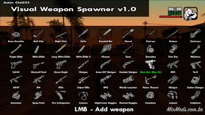 gta sa mod cleo visual weapon spawner gerar criar pegar armas menu mouse